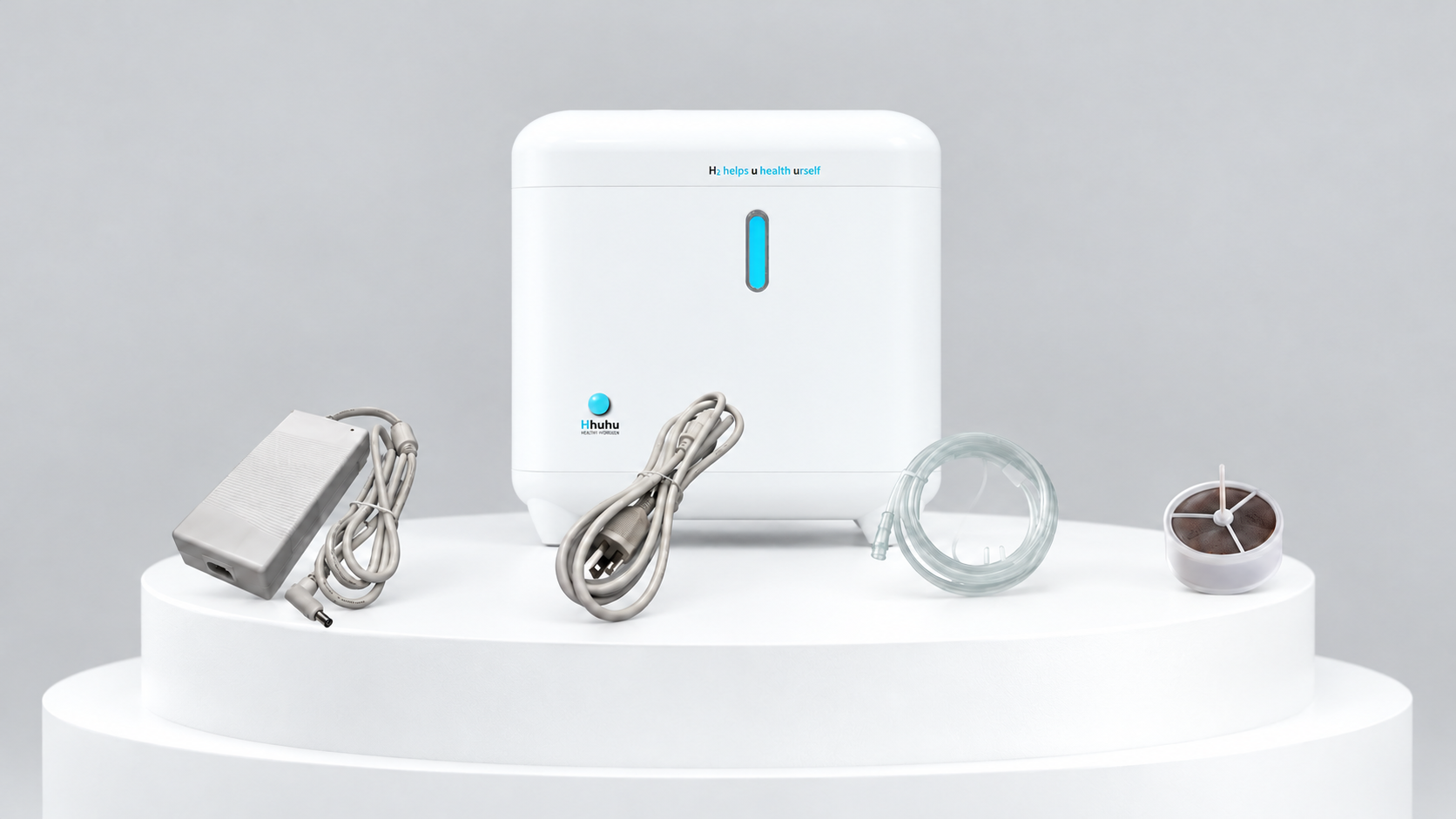 Hhuhu 500 BASE 的電源供應器、電源線、鼻吸管與濾芯
